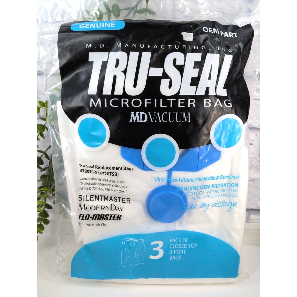🚨MD Tru-Seal Vacuum Bags 720TS-3 720TSB Microfilter SilentMaster Flo-Master 3pk